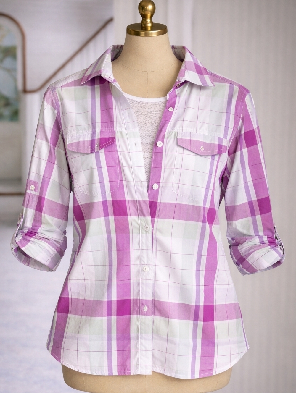 Columbia OMNI-SHADE Sun Protection Lightweight Long Sleeve Womens Button Up Smal